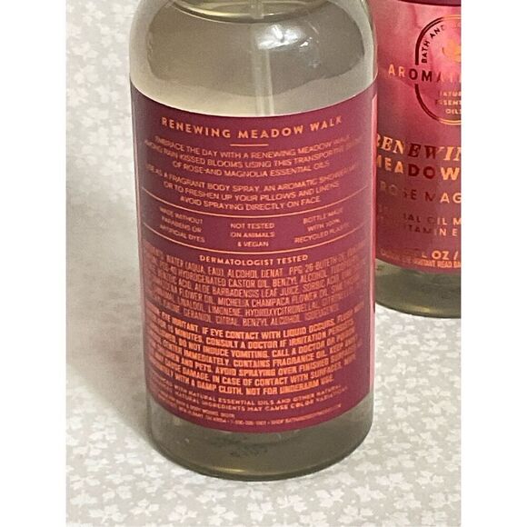 Bath and Body Works RENEWING MEADOW WALK ROSE MAGNOLIA  AROMATHERAPY Mist 2 pc - Picture 3 of 4